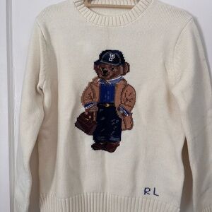 Cream Sweater with Bear Design